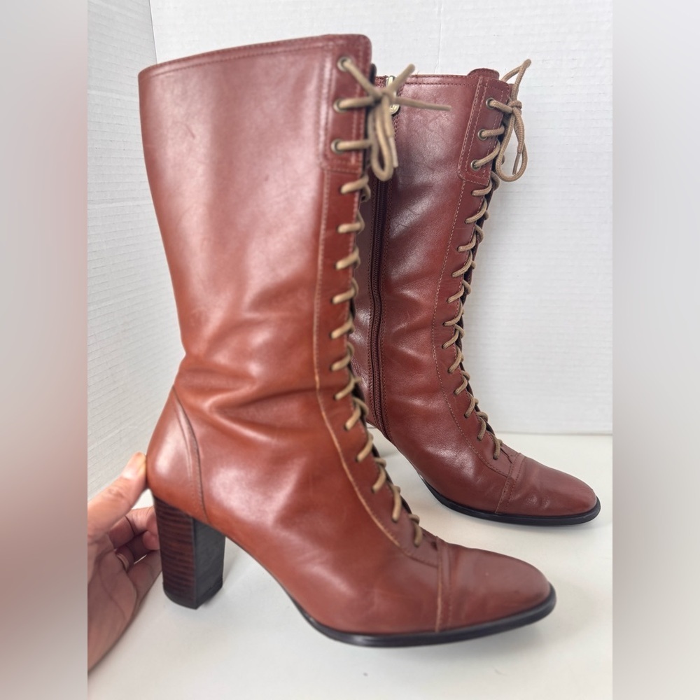 Vintage Etienne Aigner Lace Up Victorian Equestrian Style Boots Shoes 7 *Flaws